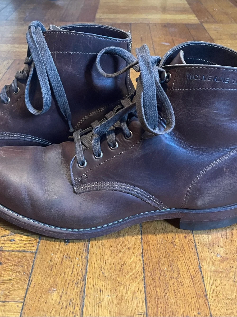 Wolverine 1000 Mile Boots Brown Leather Heritage Lace Up Mens 9.5 Rockford USA